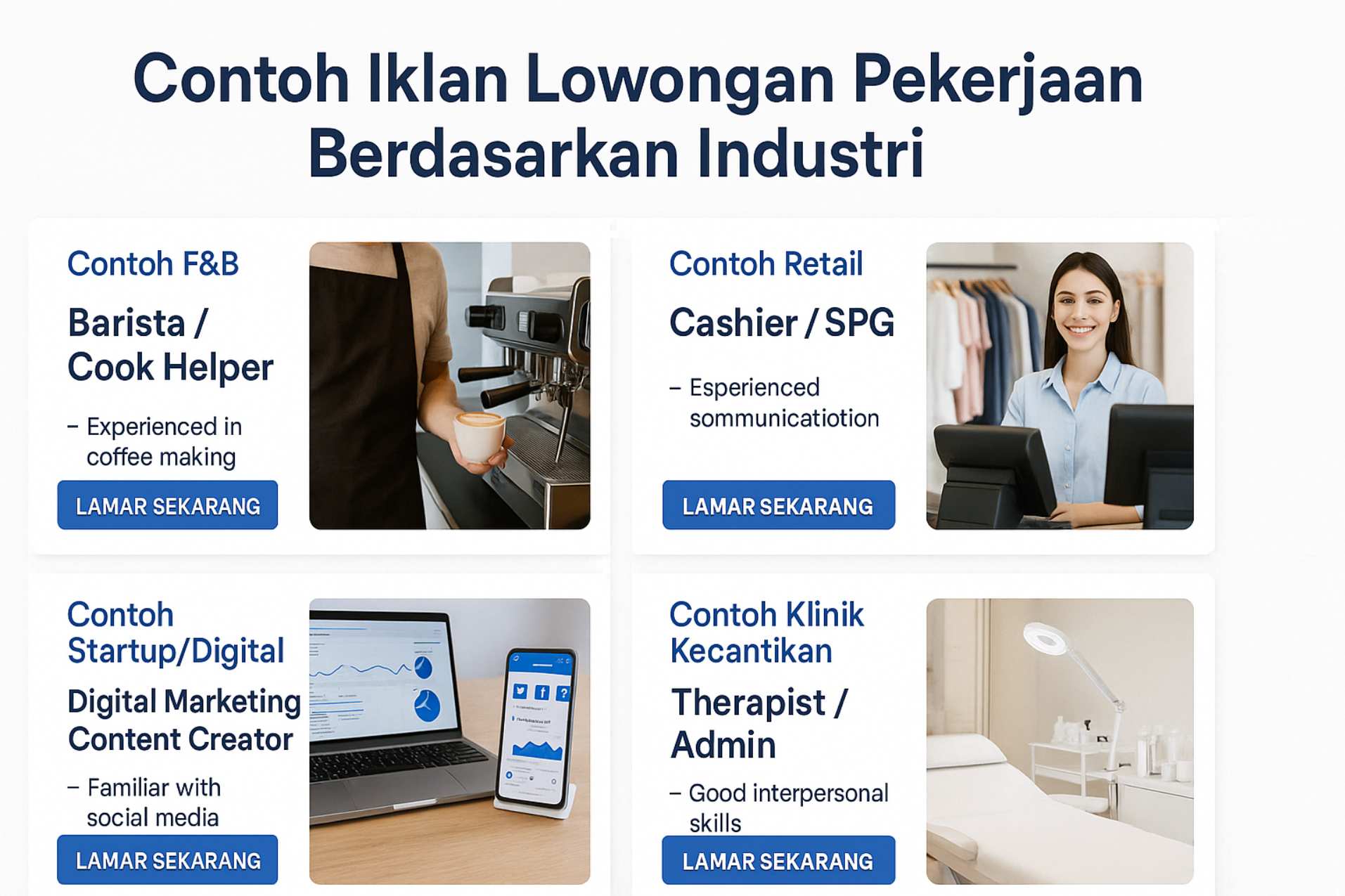 Contoh Iklan Lowongan Pekerjaan Berdasarkan Industri